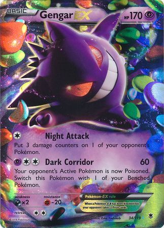 Gengar EX (34/119) (Jumbo Card) [XY: Phantom Forces] | Shuffle n Cut Hobbies & Games