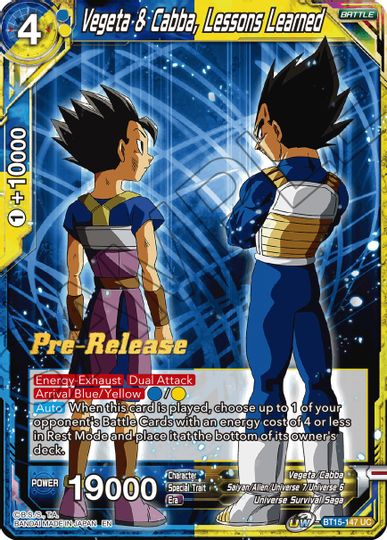 Vegeta & Cabba, Lessons Learned (BT15-147) [Saiyan Showdown Prerelease Promos] | Shuffle n Cut Hobbies & Games