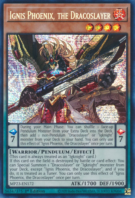 Ignis Phoenix, the Dracoslayer [MP23-EN172] Prismatic Secret Rare | Shuffle n Cut Hobbies & Games