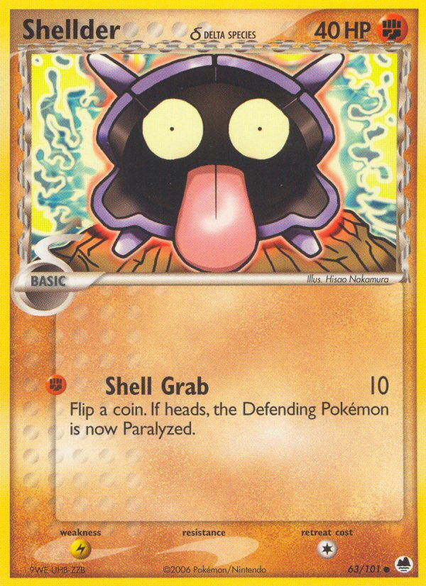 Shellder (63/101) (Delta Species) [EX: Dragon Frontiers] | Shuffle n Cut Hobbies & Games