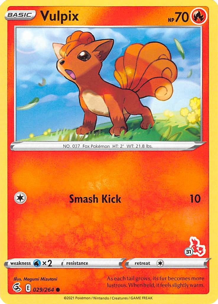 Vulpix (029/264) (Cinderace Stamp #31) [Battle Academy 2022] | Shuffle n Cut Hobbies & Games