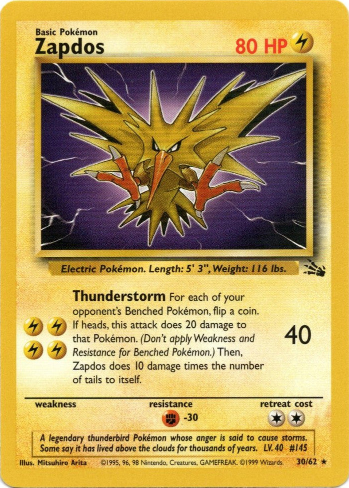 Zapdos (30/62) [Fossil Unlimited] | Shuffle n Cut Hobbies & Games