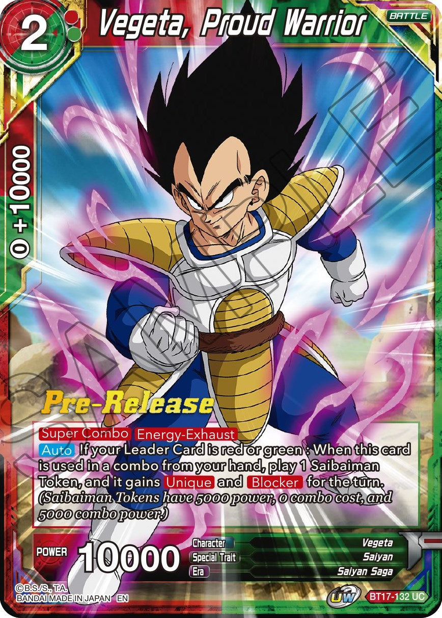 Vegeta, Proud Warrior (BT17-132) [Ultimate Squad Prerelease Promos] | Shuffle n Cut Hobbies & Games