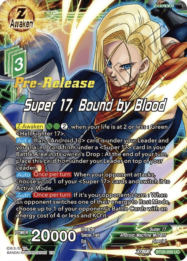 Super 17, Bound by Blood (BT20-058) [Power Absorbed Prerelease Promos] | Shuffle n Cut Hobbies & Games
