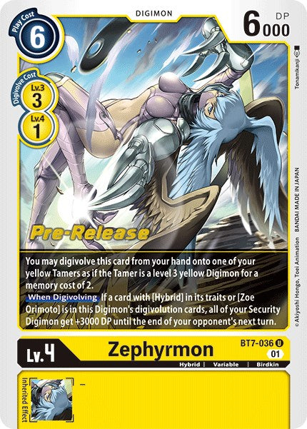 Zephyrmon [BT7-036] [Next Adventure Pre-Release Cards] | Shuffle n Cut Hobbies & Games