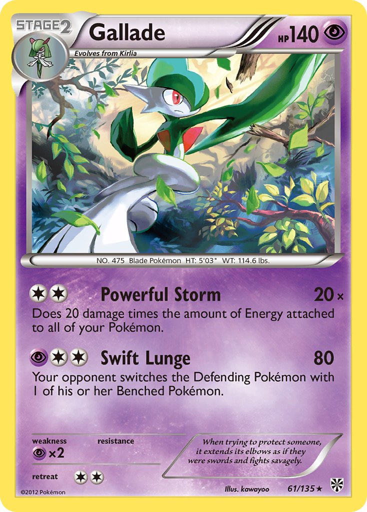 Gallade (61/135) (Cosmos Holo) (Blister Exclusive) [Black & White: Plasma Storm] | Shuffle n Cut Hobbies & Games