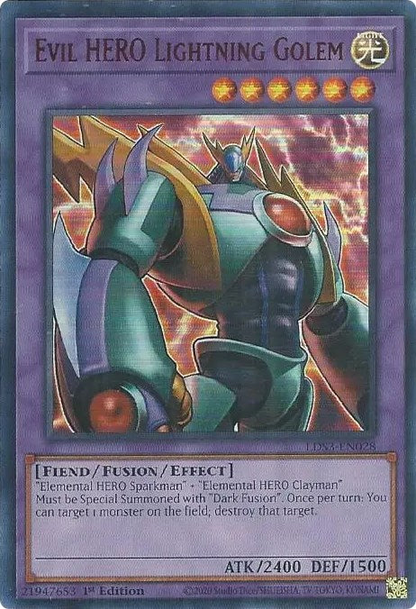 Evil HERO Lightning Golem (Red) [LDS3-EN028] Ultra Rare | Shuffle n Cut Hobbies & Games