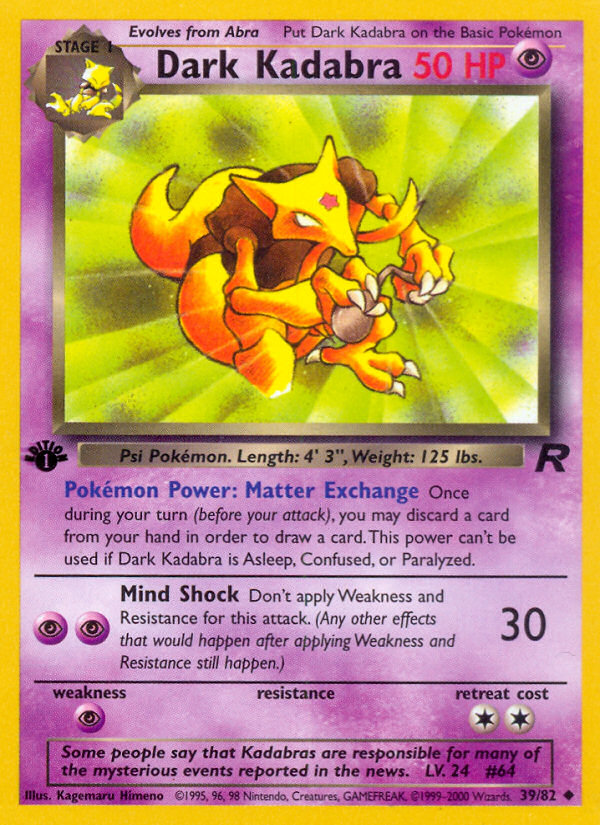 Dark Kadabra (39/82) [Team Rocket 1st Edition] | Shuffle n Cut Hobbies & Games