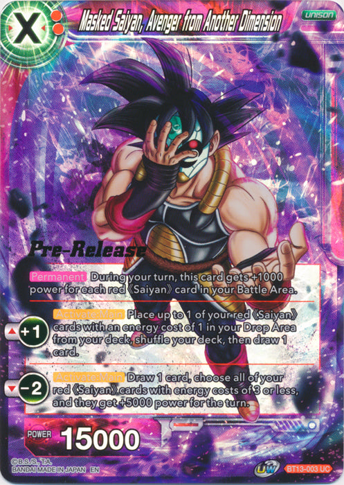 Masked Saiyan, Avenger from Another Dimension (BT13-003) [Supreme Rivalry Prerelease Promos] | Shuffle n Cut Hobbies & Games