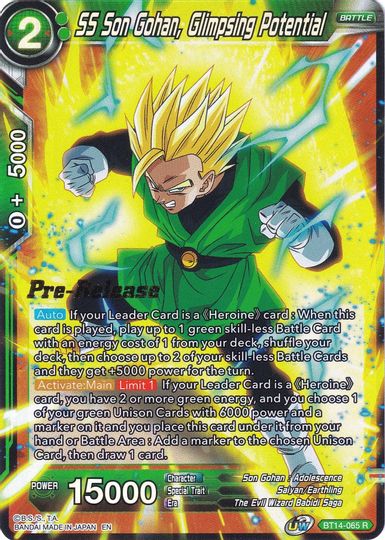 SS Son Gohan, Glimpsing Potential (BT14-065) [Cross Spirits Prerelease Promos] | Shuffle n Cut Hobbies & Games