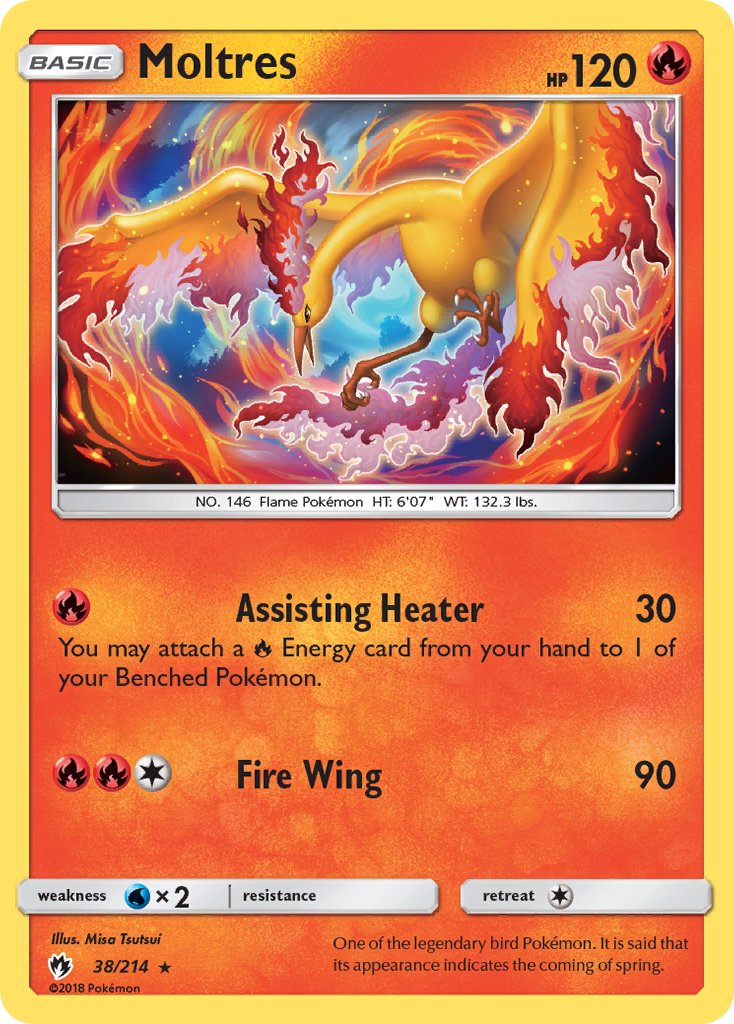 Moltres (38/214) (Let's Play, Eevee) Cracked Ice Holo) (Theme Deck Exclusive) [Sun & Moon: Lost Thunder] | Shuffle n Cut Hobbies & Games