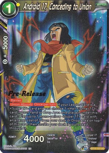 Android 17, Conceding to Union (BT14-107) [Cross Spirits Prerelease Promos] | Shuffle n Cut Hobbies & Games