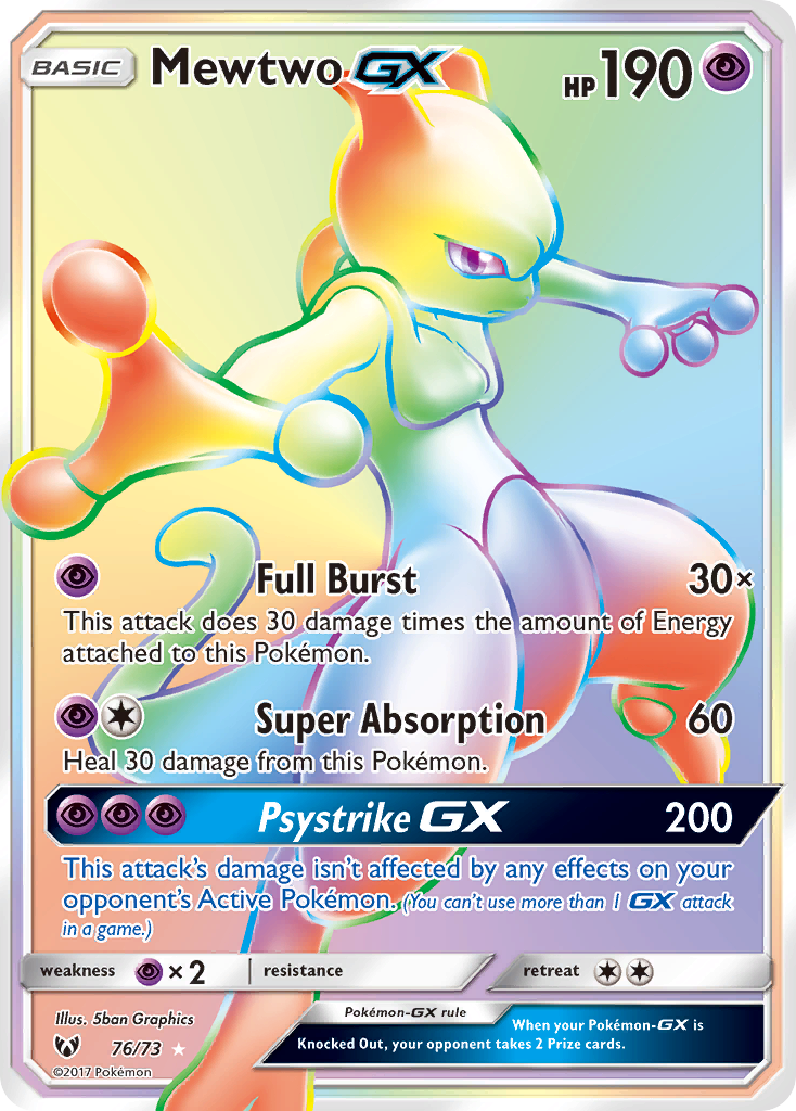 Mewtwo GX (76/73) [Sun & Moon: Shining Legends] | Shuffle n Cut Hobbies & Games