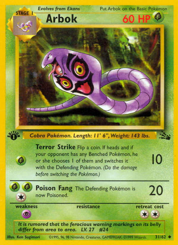 Arbok (31/62) [Fossil 1st Edition] | Shuffle n Cut Hobbies & Games