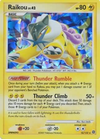 Raikou (16/132) (Cracked Ice Holo) [Diamond & Pearl: Secret Wonders] | Shuffle n Cut Hobbies & Games