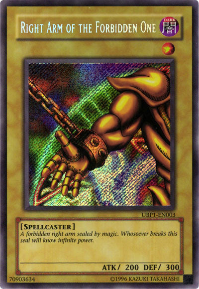 Right Arm of the Forbidden One [UBP1-EN003] Secret Rare | Shuffle n Cut Hobbies & Games