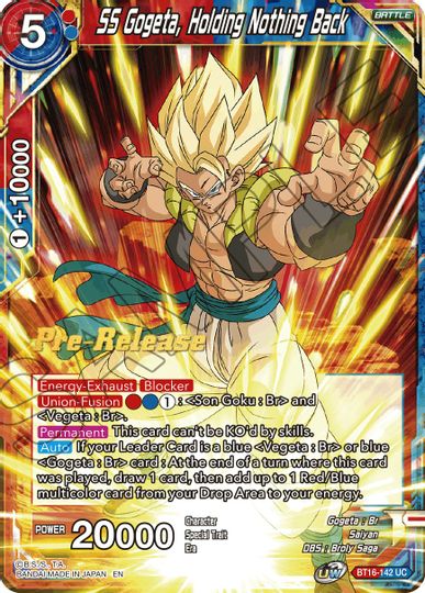 SS Gogeta, Holding Nothing Back (BT16-142) [Realm of the Gods Prerelease Promos] | Shuffle n Cut Hobbies & Games