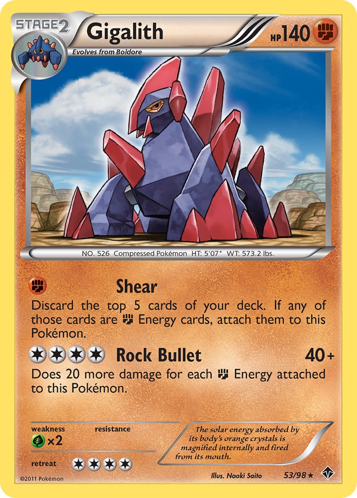 Gigalith (53/98) (Cracked Ice Holo) (Blister Exclusive) [Black & White: Emerging Powers] | Shuffle n Cut Hobbies & Games