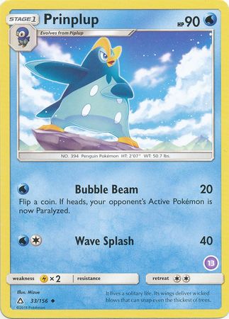 Prinplup (33/156) (Deck Exclusive #13) [Sun & Moon: Trainer Kit - Alolan Sandslash] | Shuffle n Cut Hobbies & Games