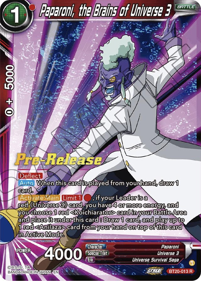 Paparoni, the Brains of Universe 3 (BT20-013) [Power Absorbed Prerelease Promos] | Shuffle n Cut Hobbies & Games