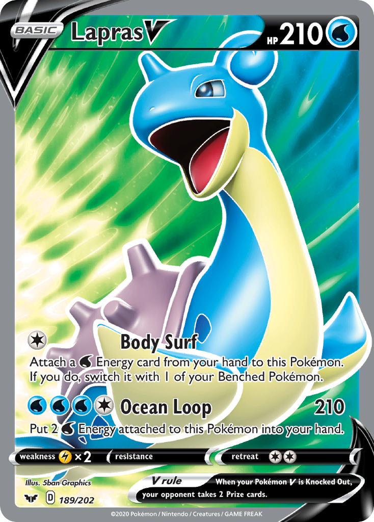 Lapras V (189/202) [Sword & Shield: Base Set] | Shuffle n Cut Hobbies & Games