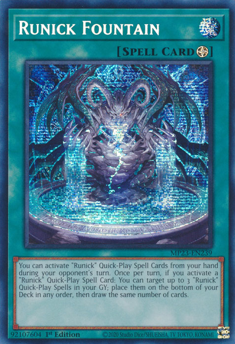 Runick Fountain [MP23-EN239] Prismatic Secret Rare | Shuffle n Cut Hobbies & Games