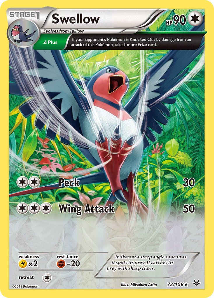 Swellow (72/108) (Theme Deck Exclusive) [XY: Roaring Skies] | Shuffle n Cut Hobbies & Games