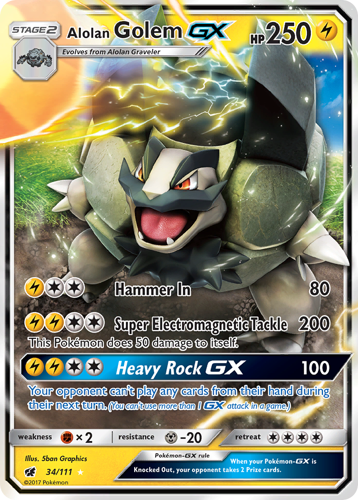 Alolan Golem GX (34/111) [Sun & Moon: Crimson Invasion] | Shuffle n Cut Hobbies & Games