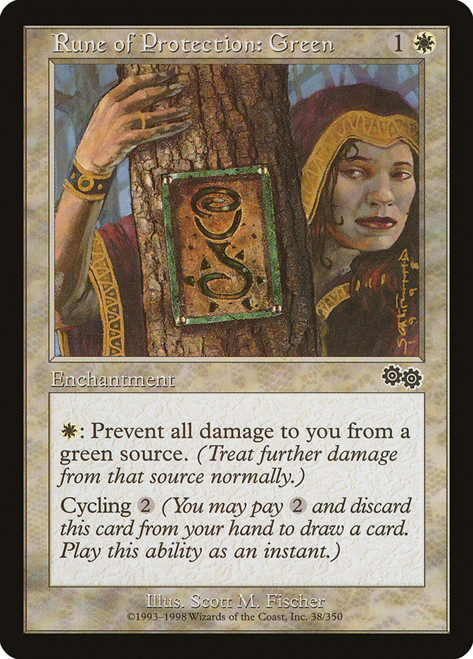 Rune of Protection: Green [Urza's Saga] | Shuffle n Cut Hobbies & Games