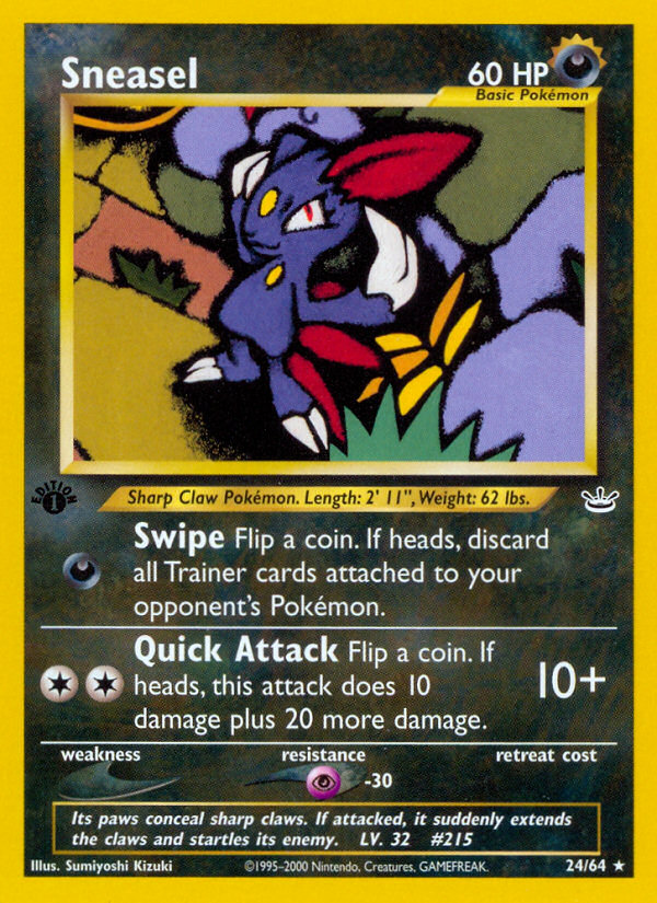 Sneasel (24/64) [Neo Revelation 1st Edition] | Shuffle n Cut Hobbies & Games