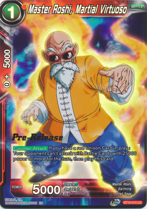 Master Roshi, Martial Virtuoso (BT10-010) [Rise of the Unison Warrior Prerelease Promos] | Shuffle n Cut Hobbies & Games