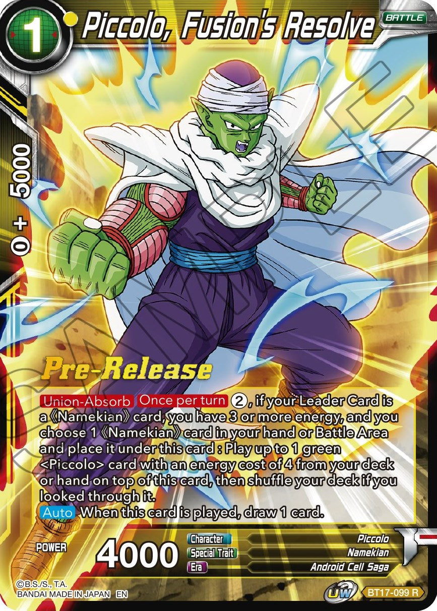 Piccolo, Fusion's Resolve (BT17-099) [Ultimate Squad Prerelease Promos] | Shuffle n Cut Hobbies & Games