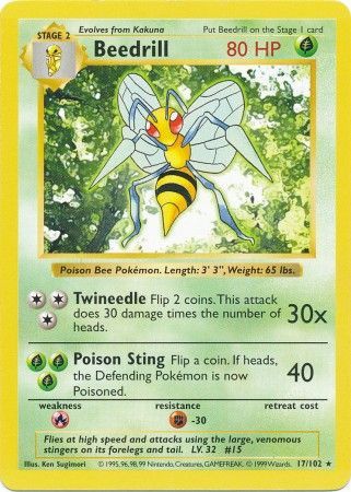 Beedrill (17/102) [Base Set Shadowless Unlimited] | Shuffle n Cut Hobbies & Games