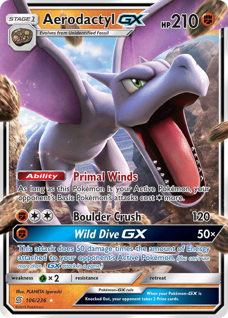 Aerodactyl GX (106/236) [Sun & Moon: Unified Minds] | Shuffle n Cut Hobbies & Games