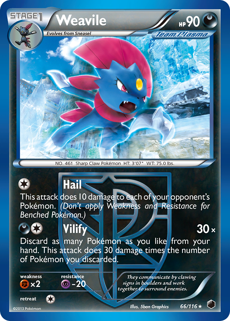 Weavile (66/116) [Black & White: Plasma Freeze] | Shuffle n Cut Hobbies & Games