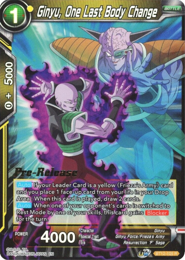 Ginyu, One Last Body Change (BT12-105) [Vicious Rejuvenation Prerelease Promos] | Shuffle n Cut Hobbies & Games