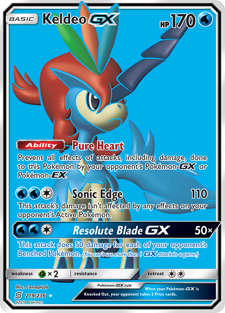 Keldeo GX (219/236) [Sun & Moon: Unified Minds] | Shuffle n Cut Hobbies & Games