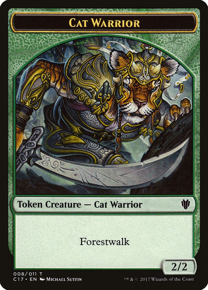 Cat Warrior (008) // Rat (003) Double-Sided Token [Commander 2017 Tokens] | Shuffle n Cut Hobbies & Games