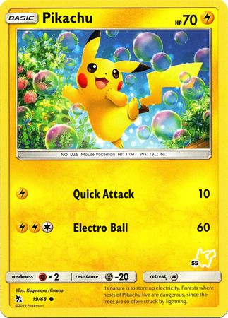 Pikachu (19/68) (Pikachu Stamp #55) [Battle Academy 2020] | Shuffle n Cut Hobbies & Games