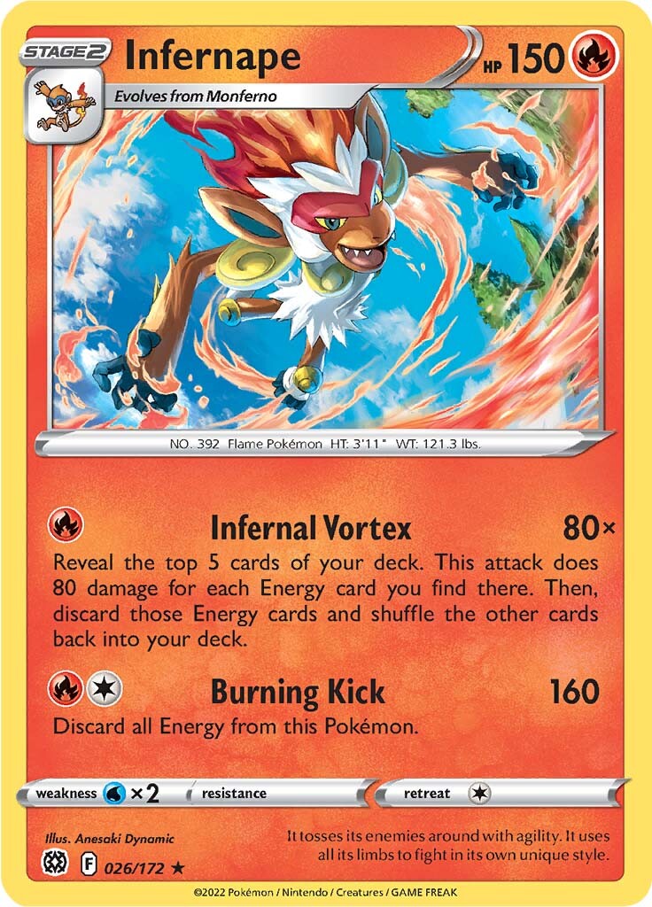 Infernape (026/172) (Theme Deck Exclusive) [Sword & Shield: Brilliant Stars] | Shuffle n Cut Hobbies & Games