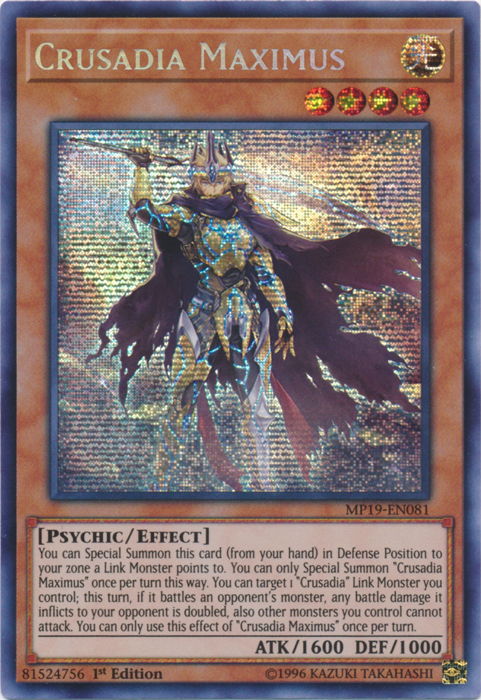 Crusadia Maximus [MP19-EN081] Prismatic Secret Rare | Shuffle n Cut Hobbies & Games