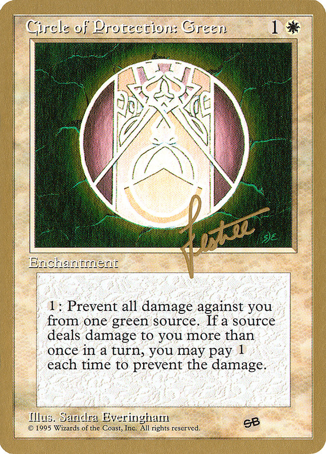 Circle of Protection: Green (Bertrand Lestree) (SB) (4ED) [Pro Tour Collector Set] | Shuffle n Cut Hobbies & Games