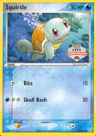 Squirtle (63/100) (City Championship Promo) [EX: Crystal Guardians] | Shuffle n Cut Hobbies & Games