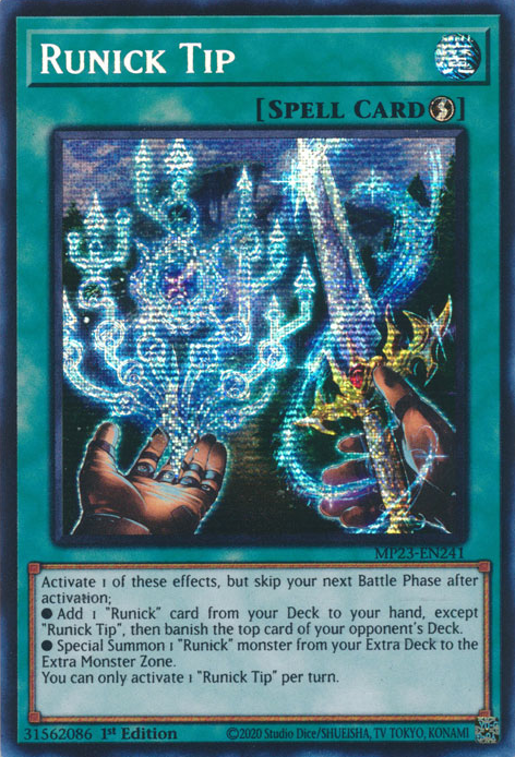 Runick Tip [MP23-EN241] Prismatic Secret Rare | Shuffle n Cut Hobbies & Games