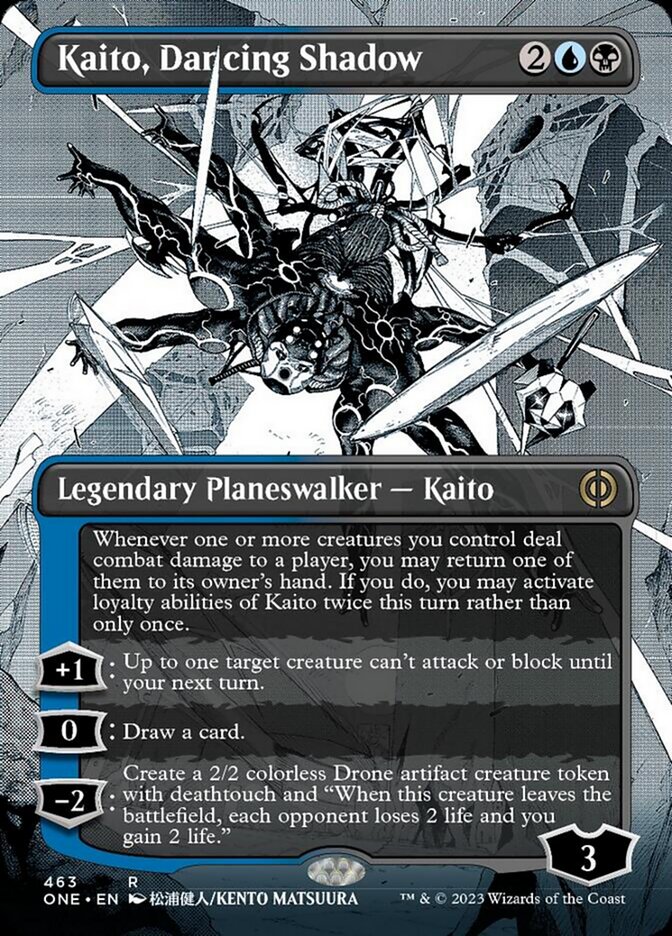 Kaito, Dancing Shadow (Borderless Manga Step-and-Compleat Foil) [Phyrexia: All Will Be One] | Shuffle n Cut Hobbies & Games