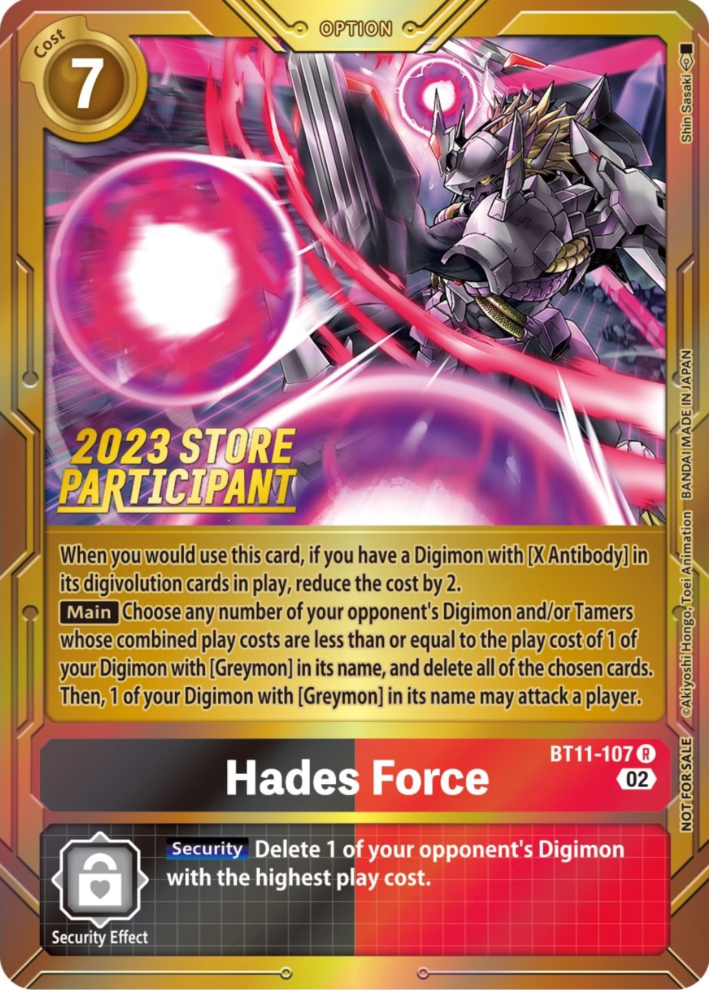 Hades Force [BT11-107] (2023 Store Participant) [Dimensional Phase Promos] | Shuffle n Cut Hobbies & Games