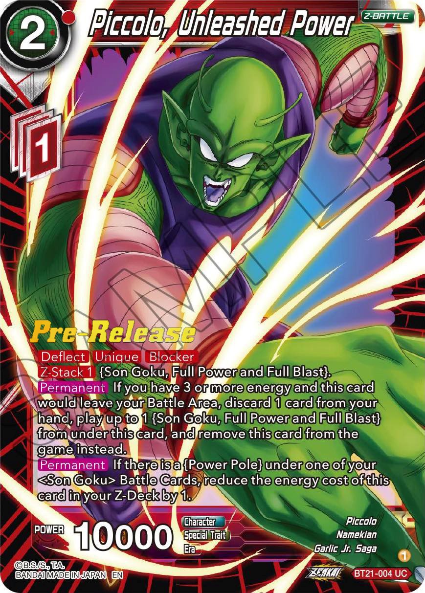 Piccolo, Unleashed Power (BT21-004) [Wild Resurgence Pre-Release Cards] | Shuffle n Cut Hobbies & Games