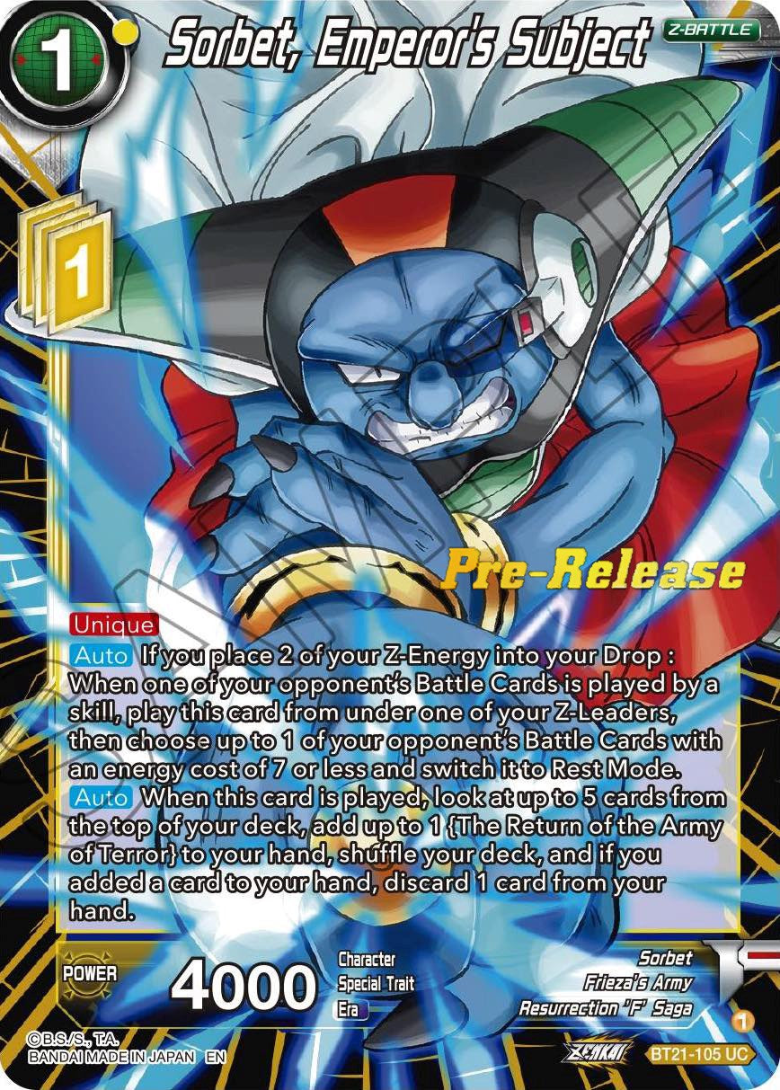 Sorbet, Emperor's Subject (BT21-105) [Wild Resurgence Pre-Release Cards] | Shuffle n Cut Hobbies & Games