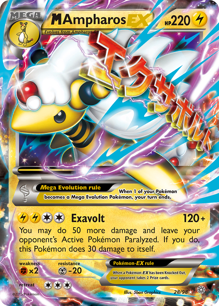 M Ampharos EX (28/98) [XY: Ancient Origins] | Shuffle n Cut Hobbies & Games