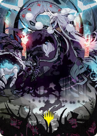 Echo of Death's Wail Art Card (Gold-Stamped Signature) [Kamigawa: Neon Dynasty Art Series] | Shuffle n Cut Hobbies & Games